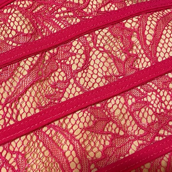 Adelyn Rae Fit & Flare Dress Lace Back Pink Size S Small Mini Tiered - Picture 5 of 9